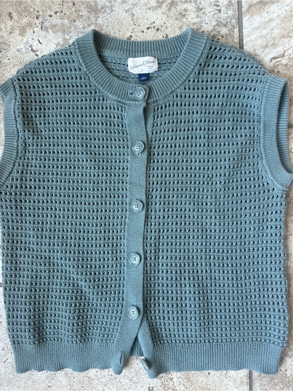Universal Thread Open-Knit Sleeveless Button Vest